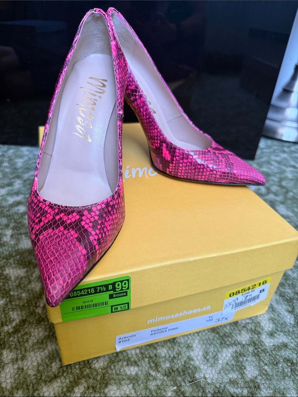 Pink Snakeskin Pointed Toe Stiletto Pumps